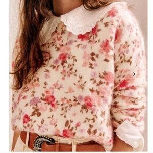 Sezane Amaya Jumper Floral Knit Sweater